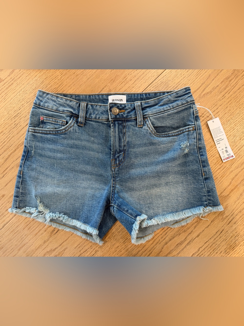 Hudson Blue Denim Cutoff Shorts with Frayed Hem